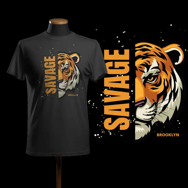 Tiger Print Cotton Fabric T-shirt
